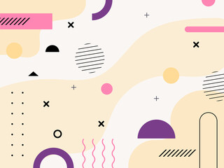 Trendy concept abstract geometric design, memphis background. Applicable for placards, brochures, posters, covers and banners. Vector illustration.
