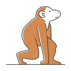 Wild monkey flat vector illustration. Humankind progress from caveman as ancestor. Human evolution theory Anthropology concept