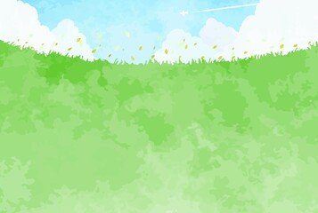 シンプルな草原と空の風景イラスト