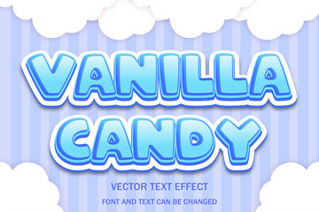 vanilla candy cute kawaii cloud 3d editable text effect font style template background wallpaper banner poster flyer