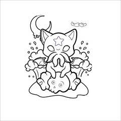 Creepy Kawaii Pastel Goth Coloring  page | Creepy kawaii coloeing page