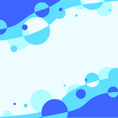 Blue Bubbles Frame on light background, Blank Template