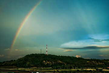 Rainbow at the Mandalika Circuit, Lombok, West Nusa Tenggara, Indonesia.
Mandalika circuit is the newest and most beautiful GP racing circuit in the world
