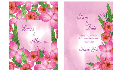 Watercolor wedding card with flowers