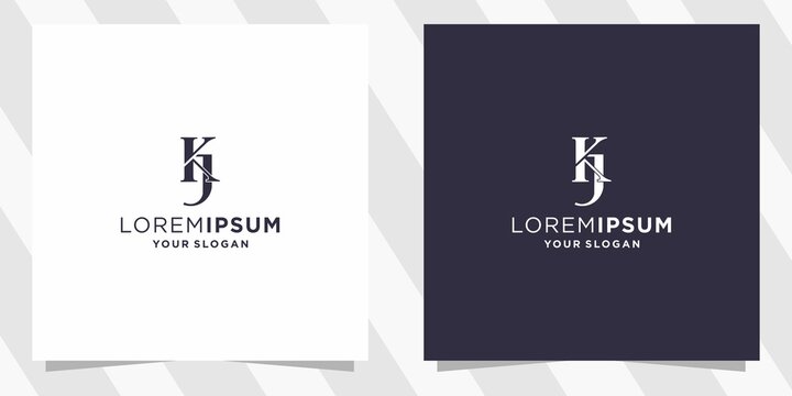 letter kj jk logo with minimal design