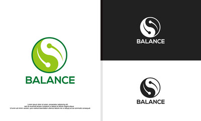logo illustration vector graphic of yin and yang formed from leaves. suitable for nutrition, skin care, beauty company, etc.
