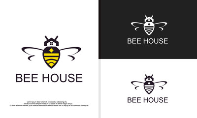 Fototapeta premium logo illustration vector graphic of bee combined with house. suitable for real estate company, etc.