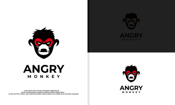 logo illustration vector graphic animal of angry monkey face.