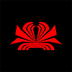 Vector logo like a fiery red crab. Can also look like flowers