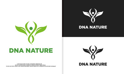 nature bio people combine with leaf logo design illustration