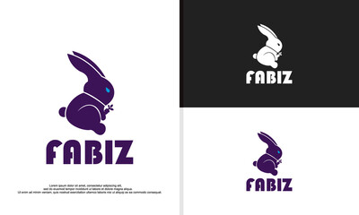 fat rabbit logo design illustration