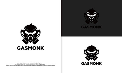 logo illustration vector graphic of monkey used gas mask.