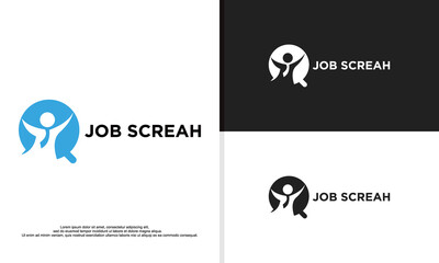 logo illustration vector graphic of simple magnifying glass combined with people, fit for jobstreet company, training, etc.