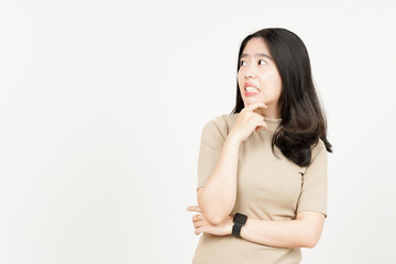 Thinking something disgusting Of Beautiful Asian Woman Isolated On White Background