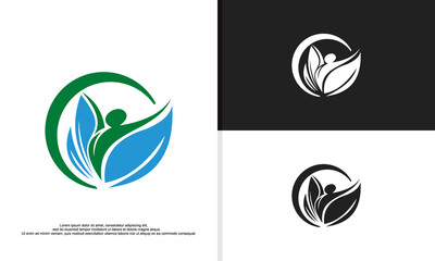 logo illustration vector graphic of health symbol modern shape, leaf combined with people, fit for health company, etc.