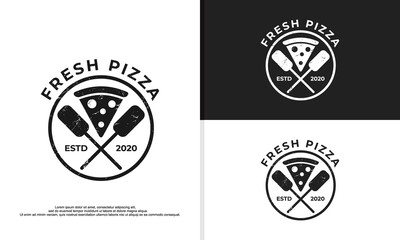 retro vintage pizza logo and typography template