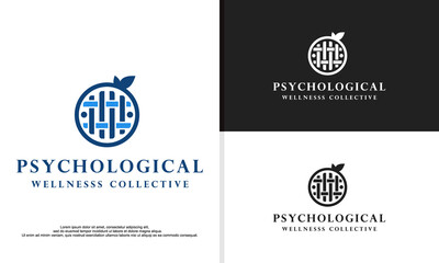 psychological logo design vector illustration