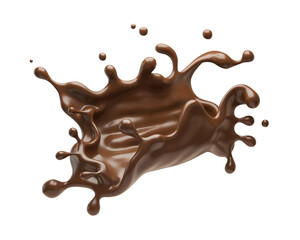Delicious brown chocolate flowing down, Melted chocolate Splash 3d illustration.