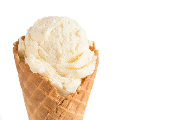 Vanilla Ice Cream in Cone Closeup