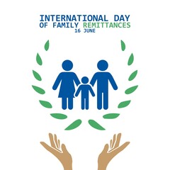 Family vector icon. Design concept
International Day of Family Remittances, suitable for social media post templates, posters, greeting cards, banners, backgrounds, brochures. vector illustration