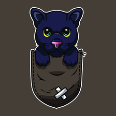 Cute cartoon jaguar in a pocket