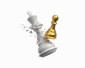 chess pieces isolate on white background, chess competition Concept of Strategy business ideas, chess battle, business strategy concept.3d rendering. - obrazy, fototapety, plakaty
