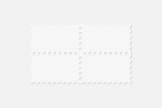 Realistic blank postage stamp illustration for mockup. 3D Render.