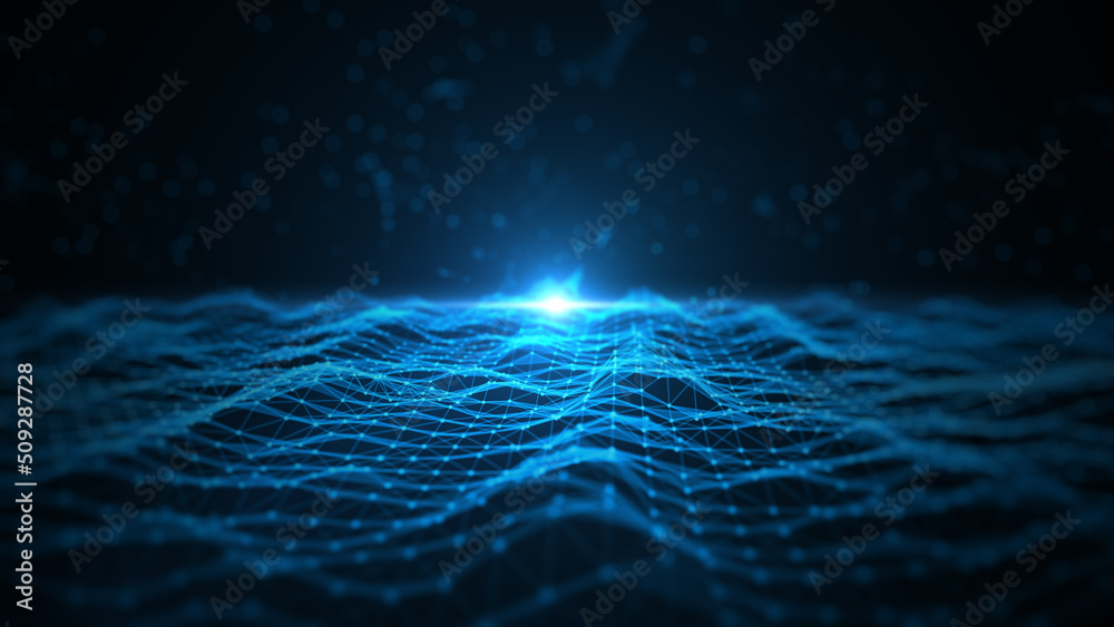 Poster Technology Digital Data Network Connection, Big Data Blockchain Connection, Futuristic Technology Social Network, and Global Network Background Concept, 3d rendering.