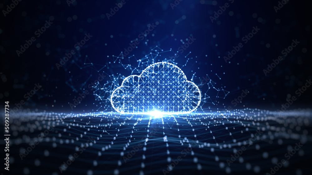 Fototapete Digital Cloud Computing Cyber Security, Digital Data Network Protection, Future Technology Digital Data Network Connection Abstract Background Concept. 3d rendering