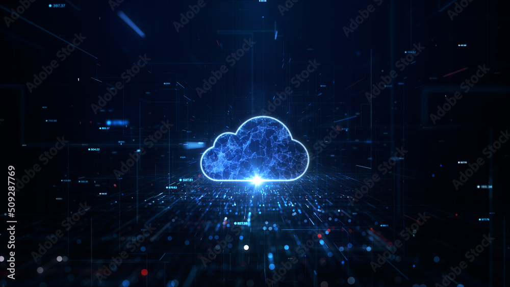 Fototapete Digital Cloud Computing Cyber Security, Digital Data Network Protection, Future Technology Digital Data Network Connection Abstract Background Concept. 3d rendering