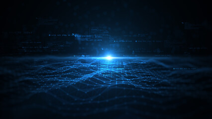 Technology Digital Big Data Connection, Digital Cyberspace, Digital Data Network and Blockchain Connections, Global Network Background Concept. 3d rendering