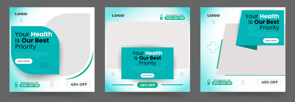 Healthcare social media post for hospital clinic promotion web banners