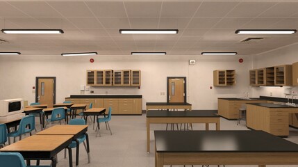 classroom of the school without student and teacher 3d illustration