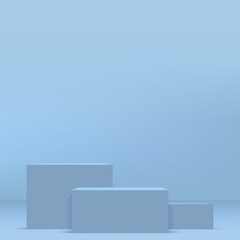 Blue podium in blue background for product presentation. Vector