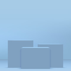 Blue podium in blue background for product presentation. Vector