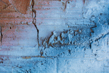 Textured wall in vintage style. Blue and brown texture. Decorative plaster.