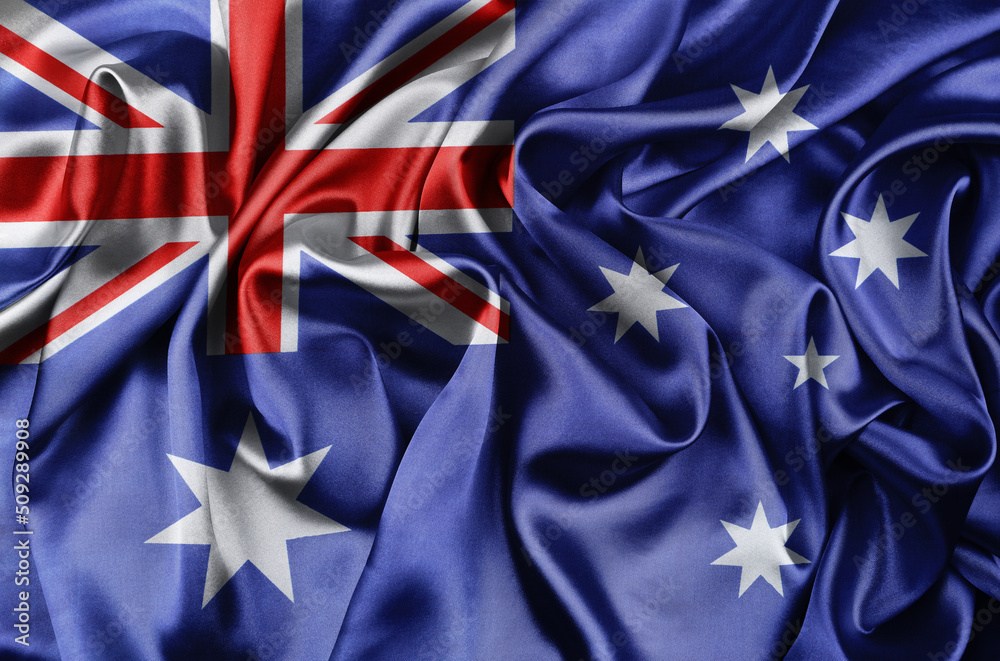 Poster Closeup of silky Australian flag