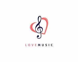 Love music logo vector design