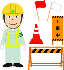 交通誘導員のイラスト