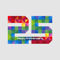 twenty-fifth birthday, Vector abstract, modification number 25 for symbol or icon celebration twenty five year happy anniversary.