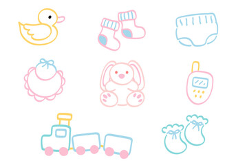 Baby  toy and accessories - hand drawn