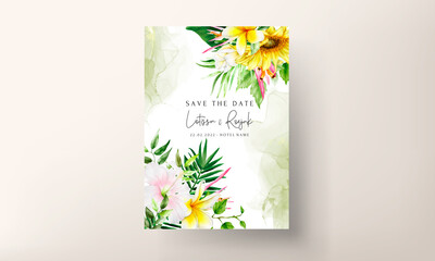 beautiful summer floral wedding invitation card