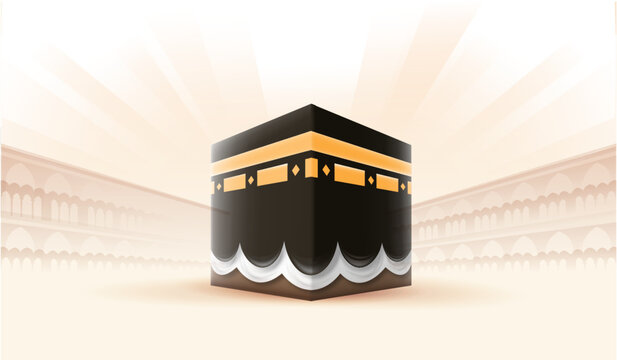 Translation: May Allah Accept Your Hajj and Grant You Forgiveness. Kaaba Vector for Hajj Mabroor in Mecca Saudi Arabia. Hajj Mabrour And The Holy Mecca Greeting Islamic Illustration Background Vector 