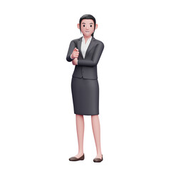 business woman pointing at the camera, 3D render business woman character illustration