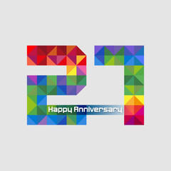 twenty-seventh birthday, Vector abstract, modification number 27 for symbol or icon celebration twenty seven year happy anniversary.
