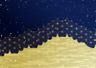 麻の葉柄をアレンジした和風ベクター素材 © umiberry