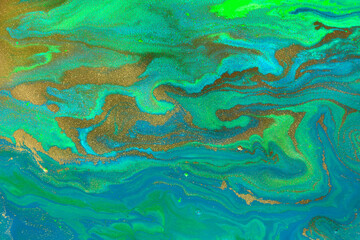 Naklejka na ściany i meble Ocean wave imitation abstract blue and green background.