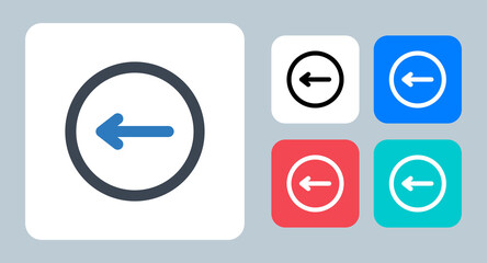 Left Arrow icon - vector illustration . Arrow, Back, Left, Direction, Move, Previous, Return, Circle, line, outline, flat, icons .