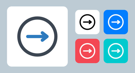 Right Arrow icon - vector illustration . Arrow, Forward, Next, Right, Direction, Circle, Move, Ui, line, outline, flat, icons .