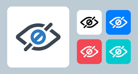 Hide icon - vector illustration . Disable, Eye, Hide, Invisible, Hidden, Off, View, Visibility, line, outline, flat, icons .
